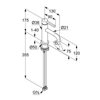 Kludi Nova Fonte Pura 75 egykaros mosdó csaptelep fekete