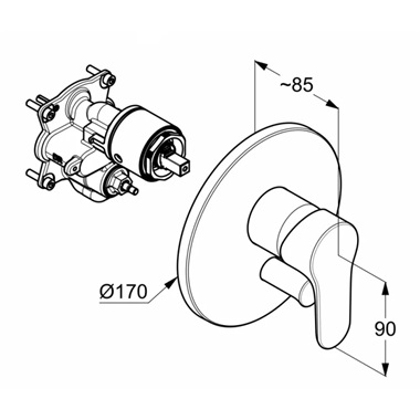 Kludi Objekta falsík alatti egykaros kád/zuhanycsap, króm