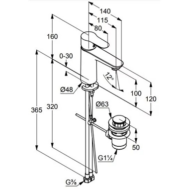 Kludi Objekta XL mosdó csaptelep automata leeresztővel króm