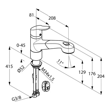 Kludi Objekta egykaros mosogatócsaptelep kihúzható króm