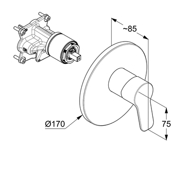 Kludi Pure&Easy falsík alatti zuhanycsaptelep, króm