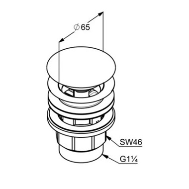 Kludi Push-Open kerek leeresztőszelep, túlfolyós, króm