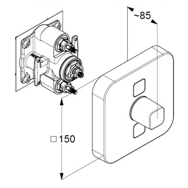 Kludi Push falsík alatti zuhanycsaptelep, króm 