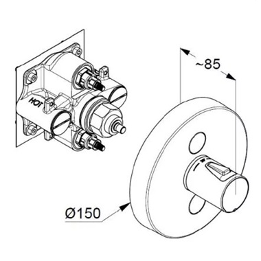 Kludi Push falsík alatti termosztátos zuhanycsaptelep króm