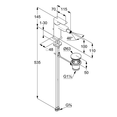 Kludi Renon bidé csaptelep automata leeresztővel, króm