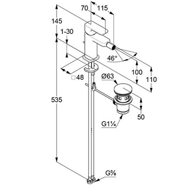 Kludi Renon Bidé csaptelep leeresztővel matt fehér