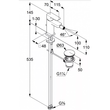 Kludi Renon bidé csaptelep automata leeresztővel, króm