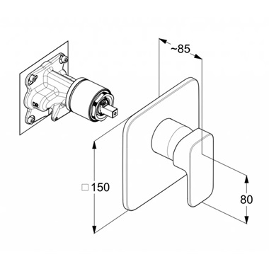 Kludi Renon falsík alatti zuhanycsaptelep matt fekete