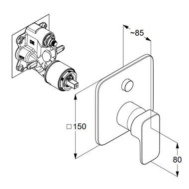 Kludi Renon falsík alatti zuhanycsaptelep matt fekete, 2 funkciós