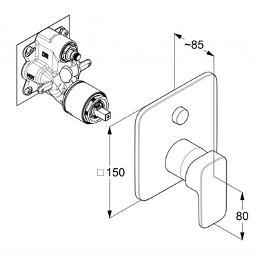 Kludi falsík alatti zuhanycsaptelep 2 funciós, matt fehér