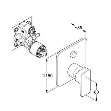 Kludi falsík alatti zuhanycsaptelep 2 fogyasztós, króm