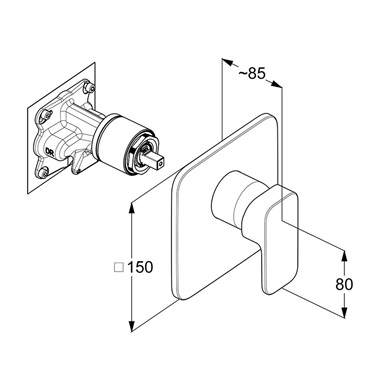 Kludi Renon falsík alatti zuhanycsaptelep, króm