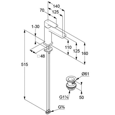 Kludi Renon mosdócsaptelep Push-Open leeresztővel, Coolstart, 110 mm, matt fehér