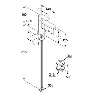 Kludi Renon 110 egykaros mosdócsaptelep Push-Open leeresztővel, matt fehér