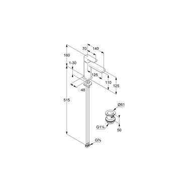 Kludi Renon 110 egykaros mosdócsaptelep Push-Open leeresztővel, matt fekete