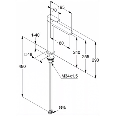 Kludi Renon magasított mosdócsaptelep leeresztő nélkül