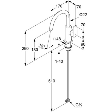 Kludi Renon mosdócsaptelep leeresztő nélkül 290 mm, oldalkaros, matt fehér