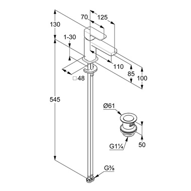 Kludi Renon mosdócsaptelep Push-Open leeresztővel 85 mm, króm
