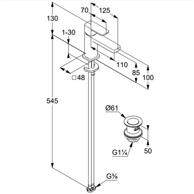 Kludi Renon 85 mosdócsaptelep push-open leeresztővel, matt fehér 