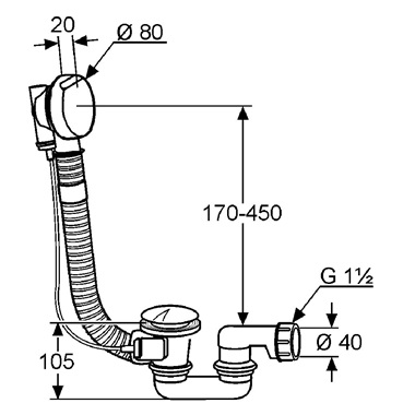 Kludi Rotexa automata le- és túlfolyó flexicsővel
