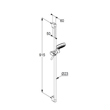 Kludi S Drive zuhanygarnitúra 3 funkciós, 90 cm, króm