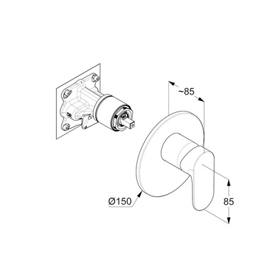 Kludi X1 falsík alatti zuhanycsaptelep 1 funciós