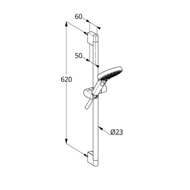 Kludi X Drive zuhanygarnitúra 3S, 60 cm