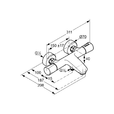 Kludi Zenta kádtöltő-és zuhanycsaptelep termosztátos