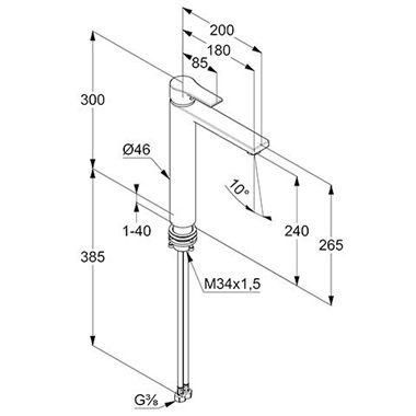 Kludi Zenta SL magasított mosdó csaptelep 240 mm, króm