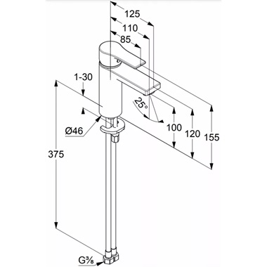 Kludi Zenta SL mosdócsaptelep 100 mm leeresztő nélkül, króm