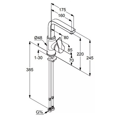 Kludi Zenta SL oldalkaros mosdócsaptelep, leeresztő nélkül króm