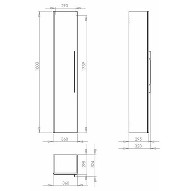 Kolo Traffic kiegészítő faliszekrény 16x180x29,5 cm, magasfényű fehér