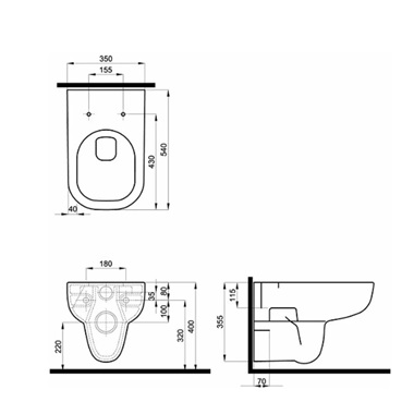 Kolo Traffic fali WC Rim free 35x54x33,5 cm, 6 l 