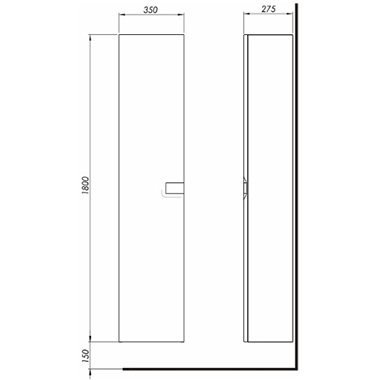 Kolo Twins magas kiegészítő szekrény 35x180x27,5 cm, faerezetes grafit