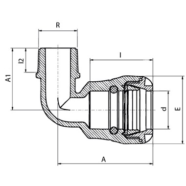 Plasson Series 1 KPE könyökidom KM, PN16, SDR11 25 mm, -3/4"