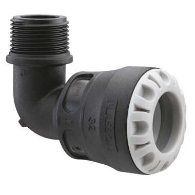 Plasson Series 1 KPE könyökidom KM, PN16, SDR11, 40 mm-5/4"
