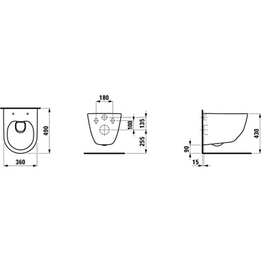 Laufen Pro fali  WC compact rimless, fehér