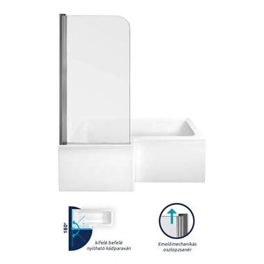 M-Acryl Easy75 kádparaván edzett üveges 150x75 cm