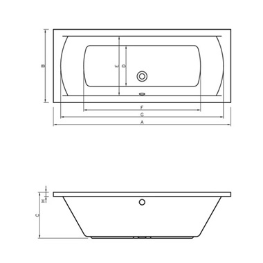 M-Acryl Helena egyenes kád 170x70 cm ,lábbal, fehér