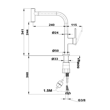 Mofém EVO X mosogató csaptelep kihúzható zuhanyfejjel