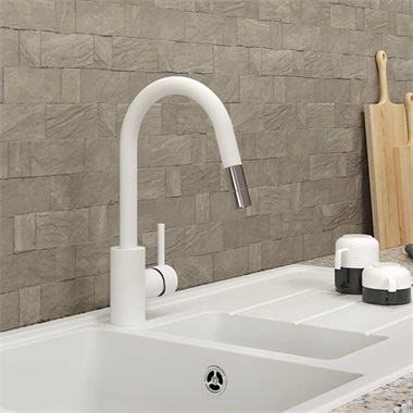 Mofém Junior Evo X alló mosogató csaptelep kihúzható matt fehér 