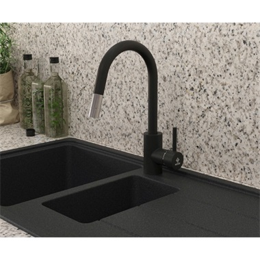 Mofém Junior Evo X álló mosogatócsaptelep kihúzható matt fekete