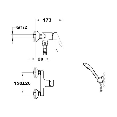 Mofém Mambo-5 zuhany csaptelep zuhanyszettel  Mofém Mambo-5 zuhany csaptelep zuhanyszettel