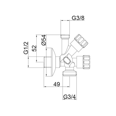 Mofém sarokszelep kombinált 1/2"*3/8"*3/4"