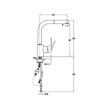 Mofém Trend Plus mosogatócsaptelep forgatható kifolyócsővel 221 mm, króm