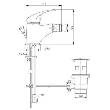 Novaservis Metalia 55 bidé csaptelep, leeresztő szettel, króm