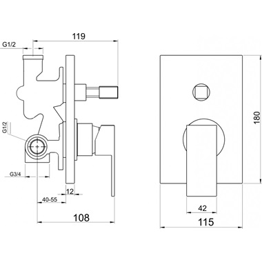 Novaservis Nobless Edge falba építhető kétfunkciós csaptelep