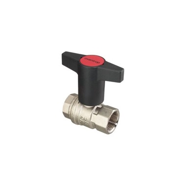 Oventrop Optibal golyóscsap, DN40, 6/4" BB, PN20, PN16, műanyag fogantyúval, sárgaréz