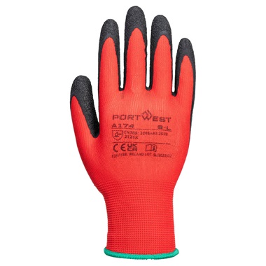 Portwest A174 Flex Grip latex kesztyű piros/fekete, M-es