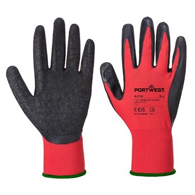Portwest A174 Flex Grip latex kesztyű piros/fekete, M-es